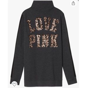Victoria’s Secret Pink Cheetah Bling Half Zip